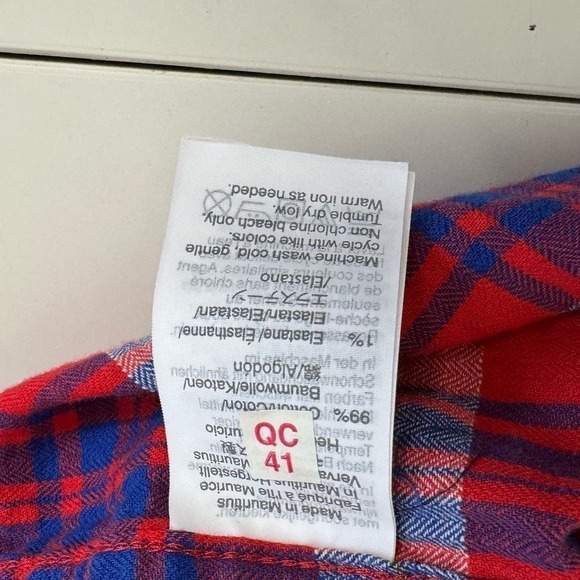 Crewcuts Shirt Plaid Button Down Long Sleeve Red Blue Size 12 NEW - Picture 3 of 4